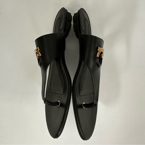 Salvatore Ferragamo Enfola Black Leather Sandals Slip On Flats Size 8C - Picture 6 of 16